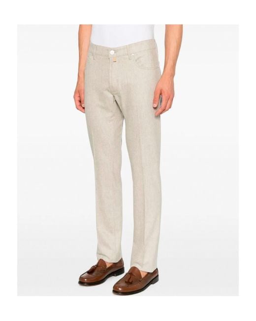 Jacob Cohen Natural Straight-Leg Wool Trousers for men