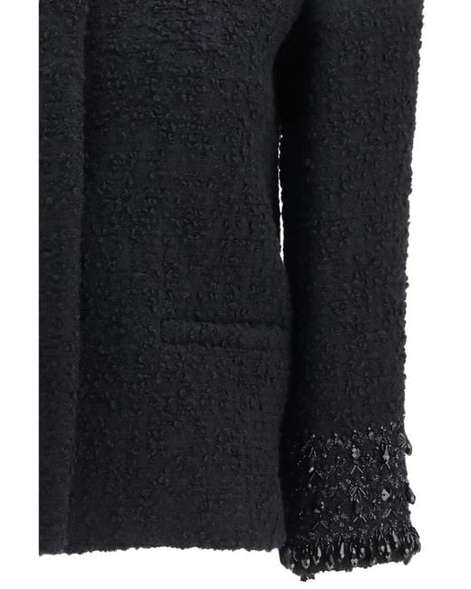 Valentino Black Button Embellished Tweed Jacket