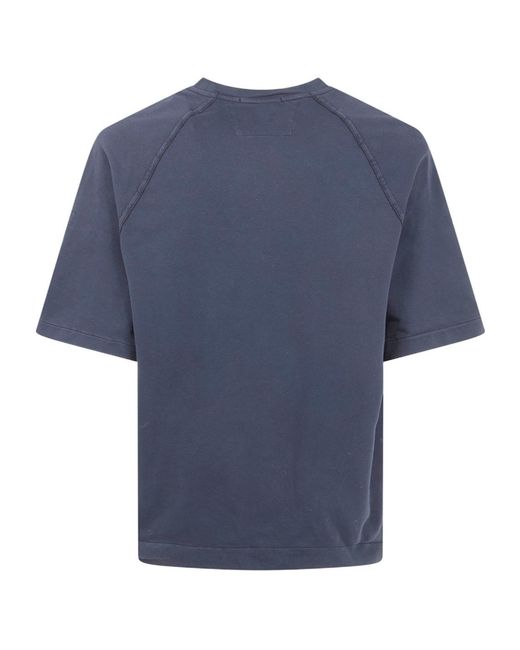 C P Company Blue Short Sleeve Pocket Sweatshirt for men