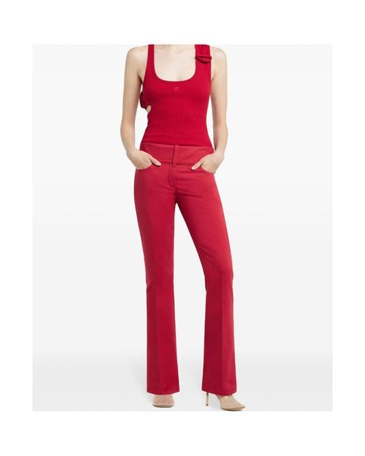 Courreges Red Bootcut Trousers
