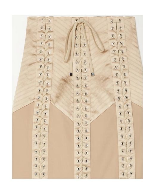 Dolce & Gabbana Natural High-Waisted Lace-Up Skirt