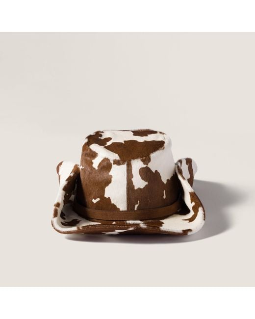 Miu Miu Multicolor Printed Leather Cowboy Hat