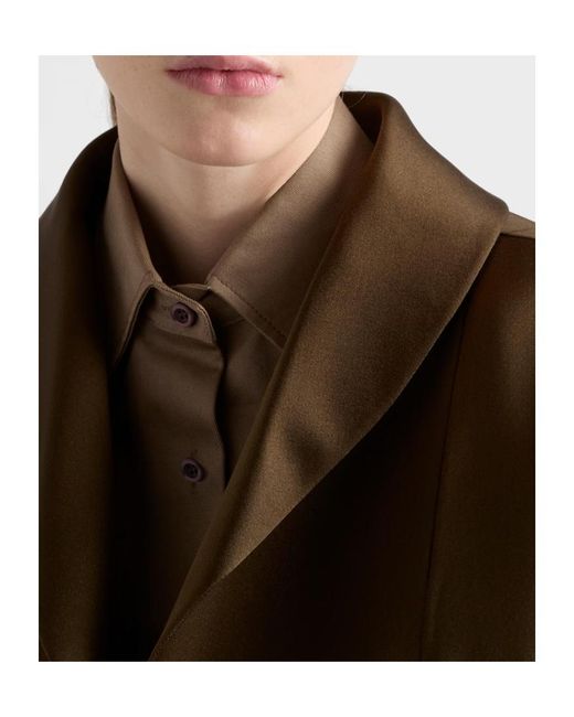 Prada Brown Single-Breasted Double Satin Coat