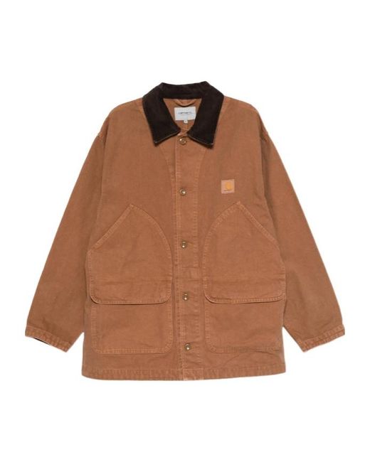 Carhartt Brown Courdoroy-Collar Jacket for men
