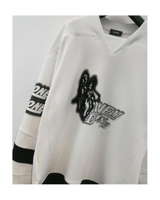 we11done White T-Shirt With Round Neck And Long Sleeves for men