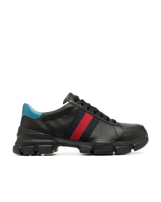Gucci Black Web-Stripe Low-Top Sneakers for men