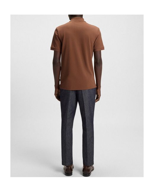Boss Brown Pallas Logo-Embroidered Polo Shirt for men