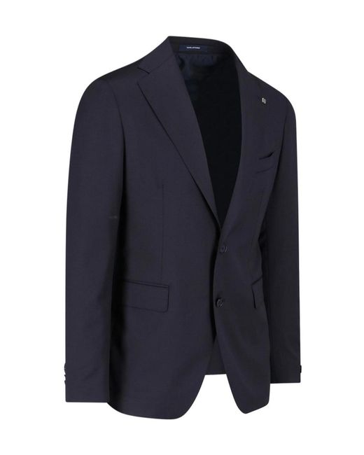 Tagliatore Blue Long-Sleeved Lapel Suit for men