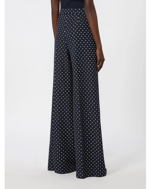 Max Mara Blue Polka Dot Viscose And Wool Trousers