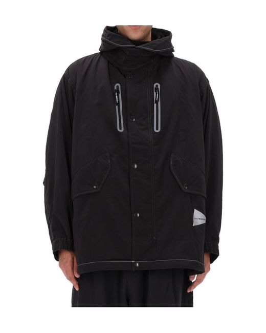 And Wander Black Reflective Stitching Hooded Casual Jacket for men