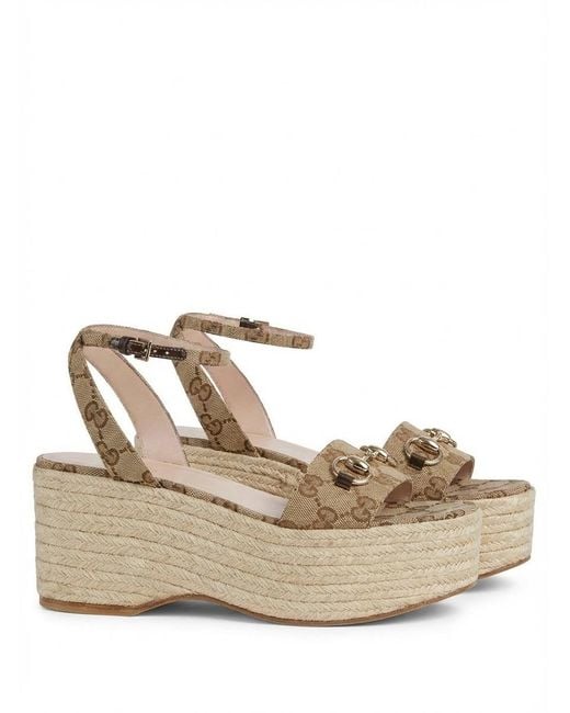 Gucci Natural Espadrille With Horsebit, Size 35 It