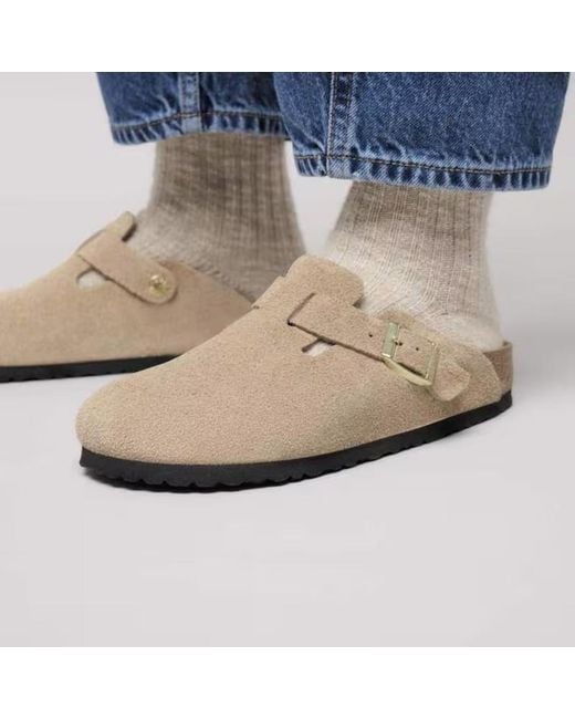 Birkenstock Brown Boston Buckle Suede Sandals for men