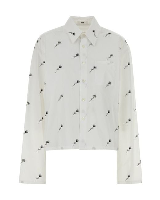 Rier Gray Embroidered Poplin Shirt