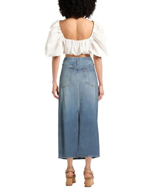 Rag & Bone Blue Denim Flare Skirt