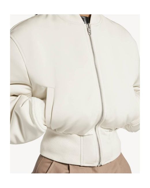 Balenciaga White Technical Faille Cropped Bomber Jacket