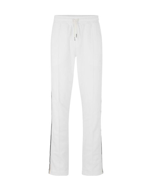 Boss White Elasticated Casual Pants for men