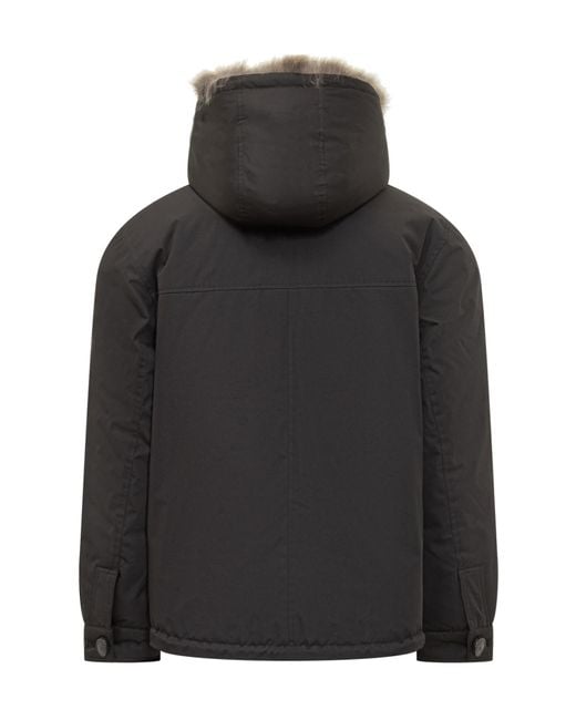 Yves Salomon Black Parka With Fur Hood for men
