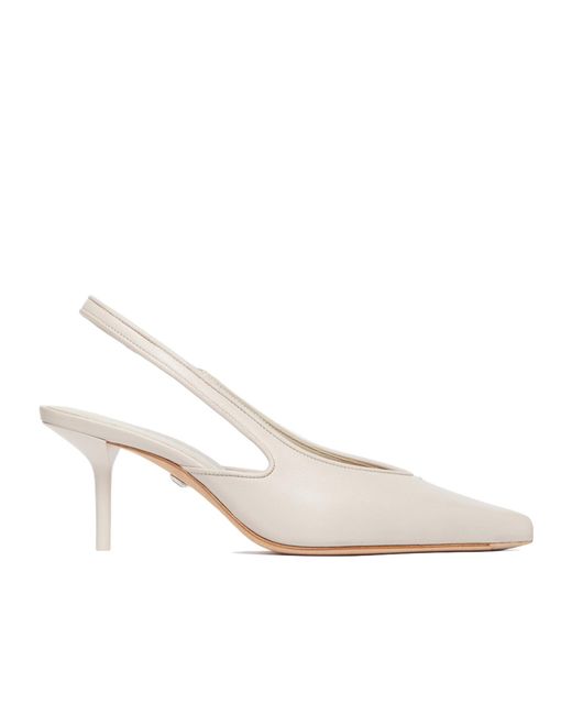 Max Mara White Pointed-Toe Slingback Pumps