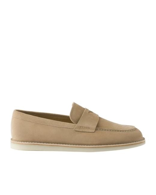 Prada Natural Almond Toe Slip-On Loafers for men