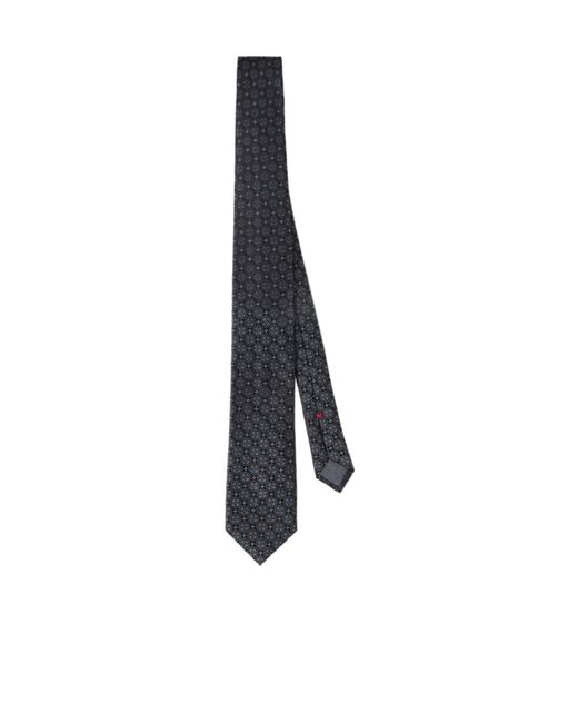 Brunello Cucinelli White Geometric-Patterned Silk Tie for men
