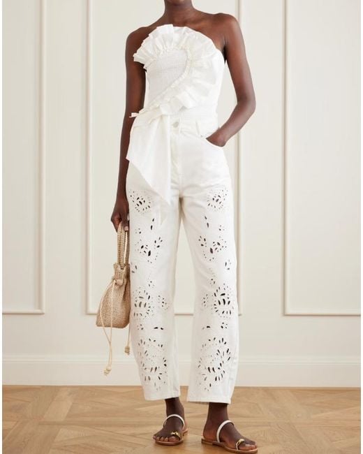 Farm Rio White Mid-Rise Jeans