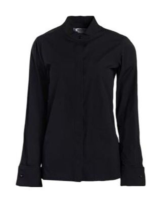 Max Mara Black Stand-Collar Button-Down Long-Sleeve Shirt
