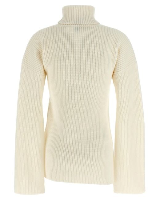 Totême White Totême Ribbed High Neck Knitted Sweater