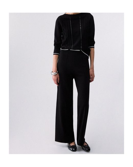 Liu Jo Black Color-Contrast Trim Sweater