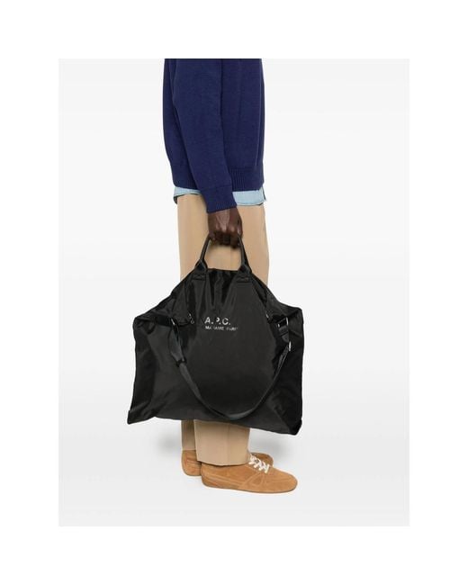 A.P.C. Black Logo Printed Zip-Up Messenger Bag for men