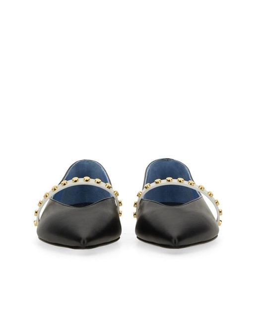 McQueen Black Pointed-Toe Embellished Flats