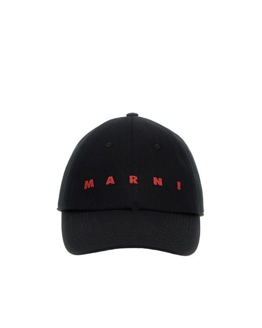 Marni Black Logo Embroidered Curved-Peak Baseball Cap for men