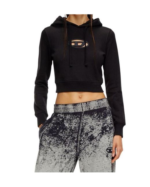 DIESEL Black F-Slimmy-Hood-Od Cut-Out Oval D Logo Hoodie