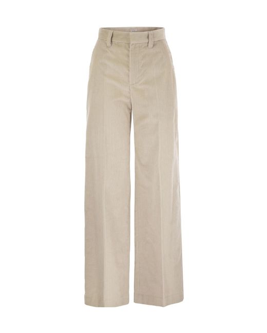 Brunello Cucinelli Natural Monili Detailed Straight Leg Trousers