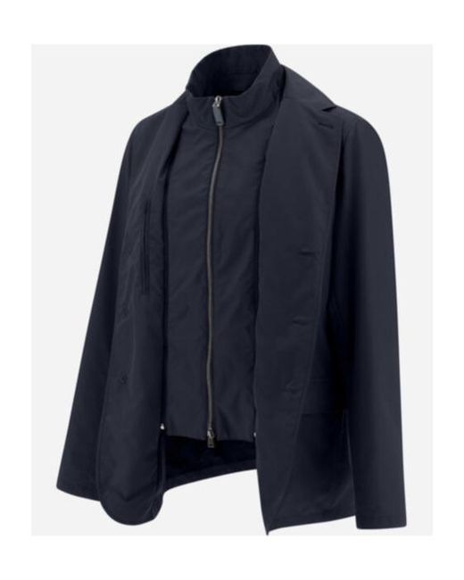 Herno Blue Buttoned Layered Jacket for men