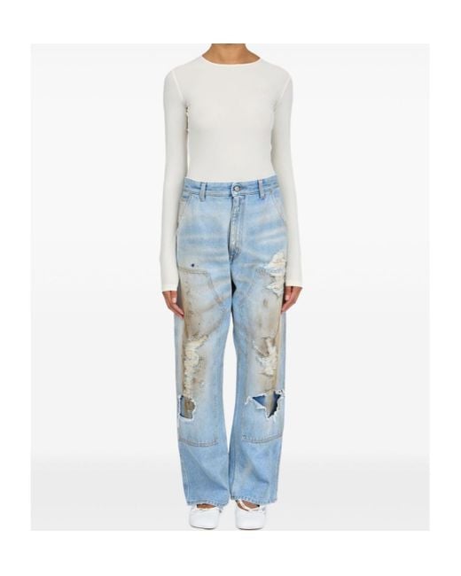 MM6 by Maison Margiela Blue Distressed Jeans