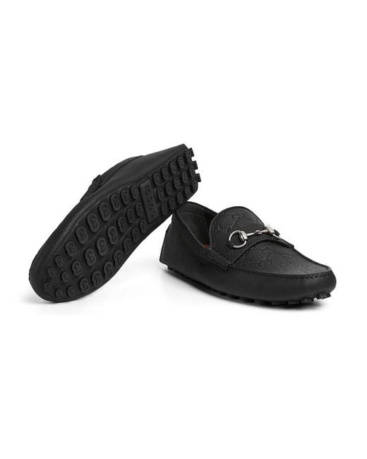 Gucci Black Horsebit Detailed Drivers for men