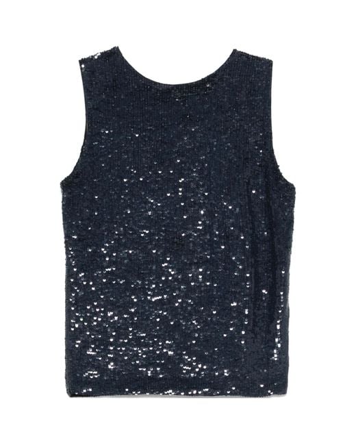 P.A.R.O.S.H. Blue Sequined Tank Top
