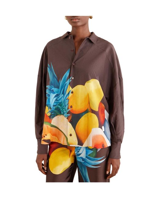Donde Esteban Multicolor Printed Silk Shirt