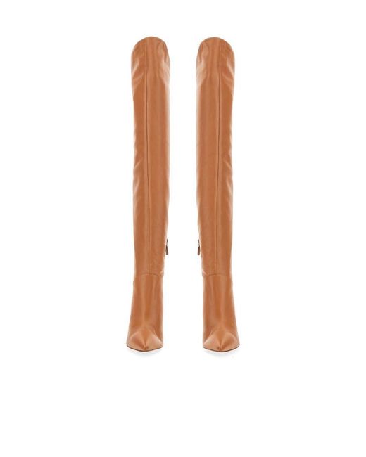 Stuart Weitzman White Logo High-Heeled Boots