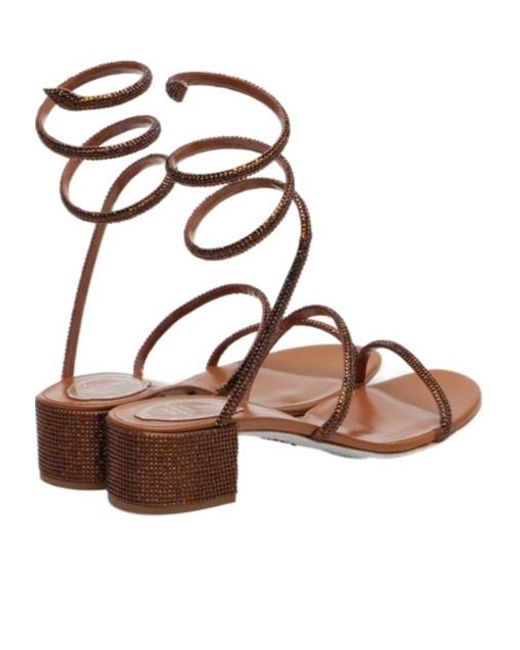 Rene Caovilla Pink Embellished Satin Sandals