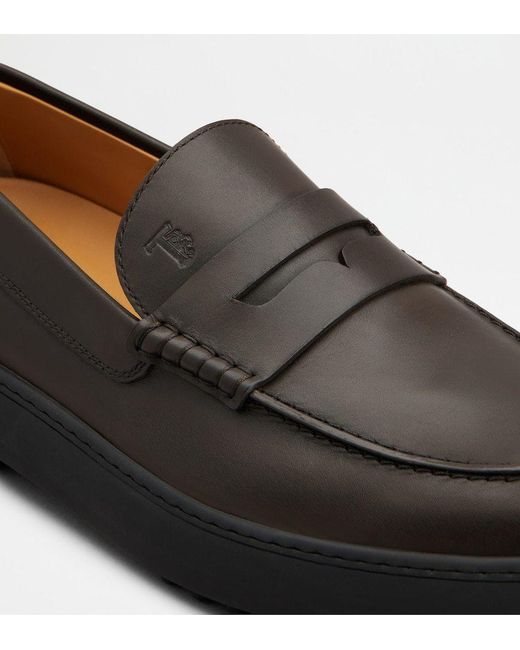 Tod's Black Gommino Leather Moccasins for men