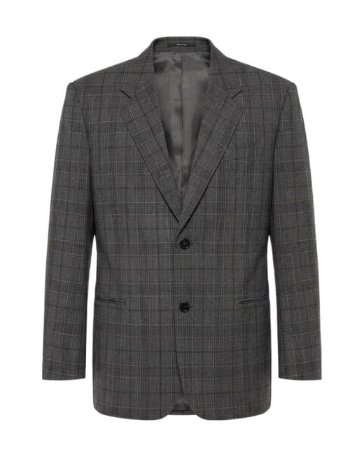 Gucci Gray Checked Fine Wool Jacket