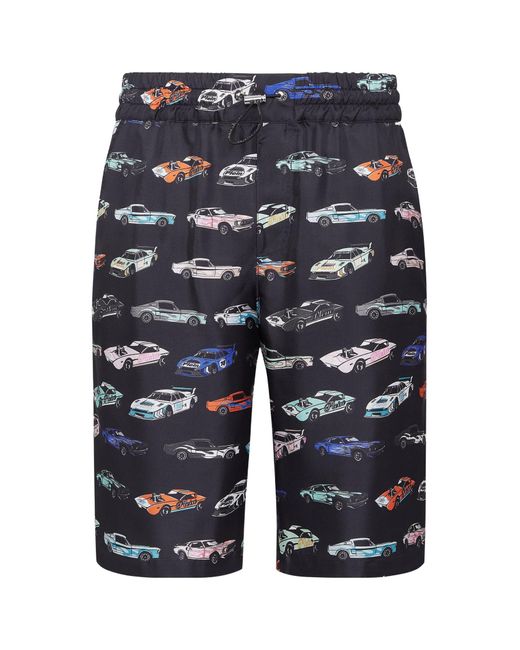 Philipp Plein Blue Car Pattern Shorts for men