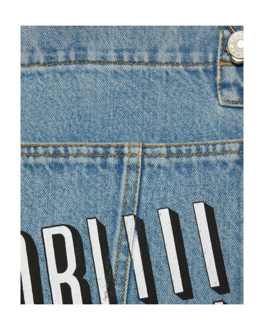 Gucci Blue Graphic Printed Denim Dungaree for men