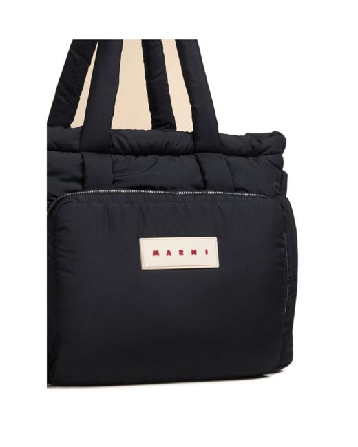 Marni Black Puff E/W Tote Bag for men