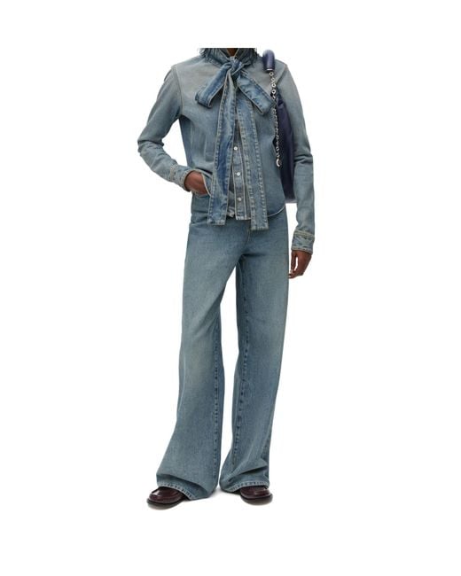 Loewe Blue Bow Detailed Denim Shirt