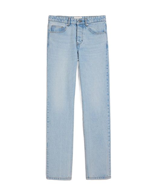 AMI Blue Mid Rise Straight Leg Jeans for men