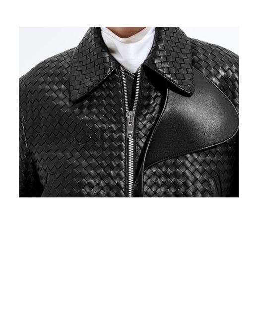 Bottega Veneta Black Intrecciato Leather Blouson