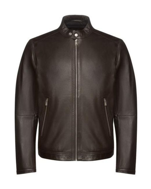 Boss Black Long-Sleeve Leather Jacket for men