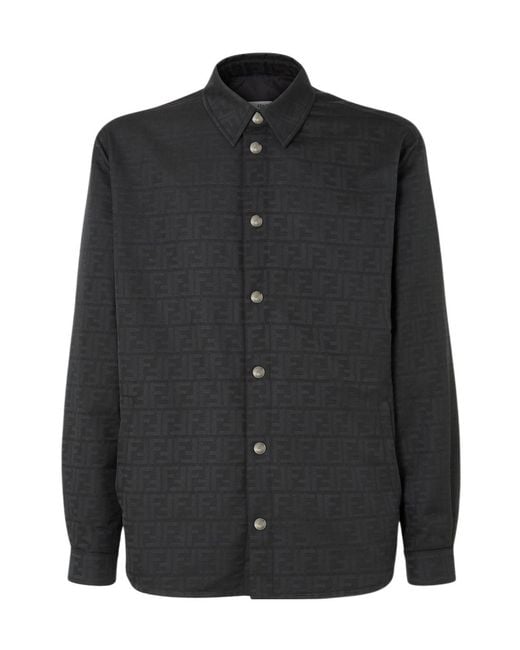 Fendi Black Ff Zucca Jacquard Nylon Blouson for men